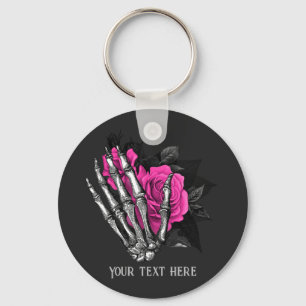 Porte-clés Rose gothique vintage rose personnalisée