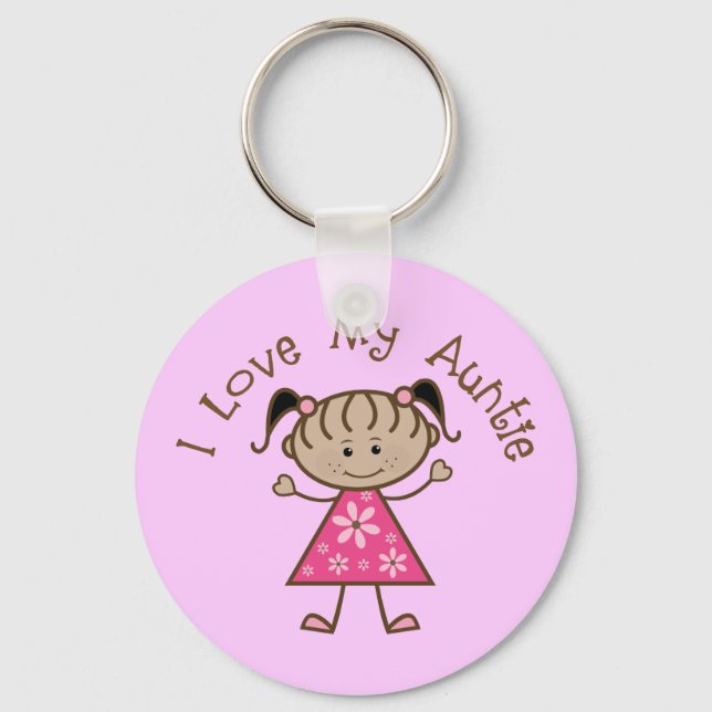 Porte-clés Rose J'Aime Ma Tante Cadeau (Recto)