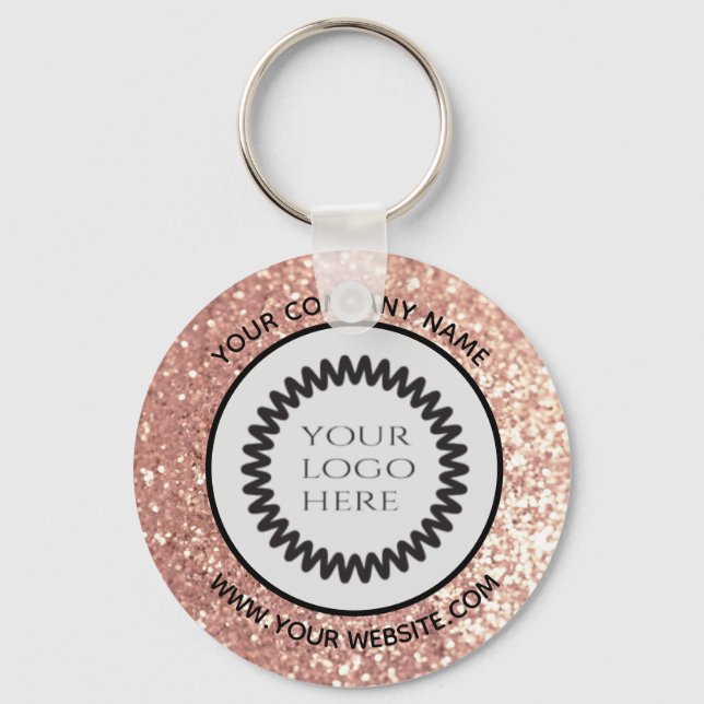 Porte-clés Rose or Glitterie personnalisée entreprise logo po (Recto)
