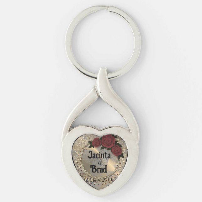 Porte-clés Rose romantique Mariage de plume de  (Devant)