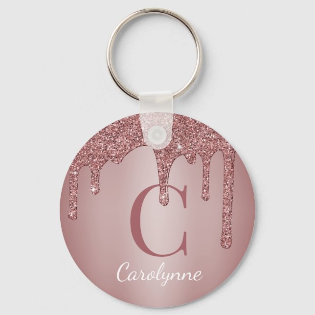Porte-clés Rose Rose Gold Faux Parties scintillant Drives Mon (Recto)