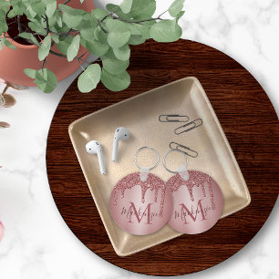 Porte-clés Rose Rose Gold Faux Parties scintillant Drives Mon