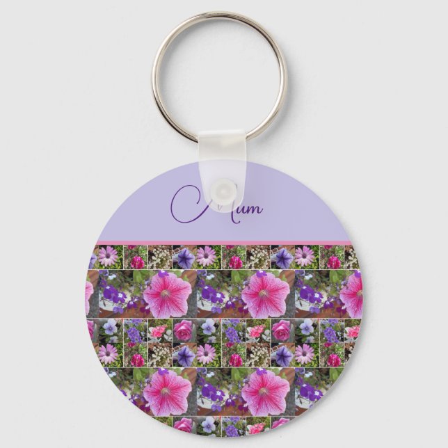 Porte-clés Rose rose Penunia Fleurs de marguerite Fête des mè (Recto)