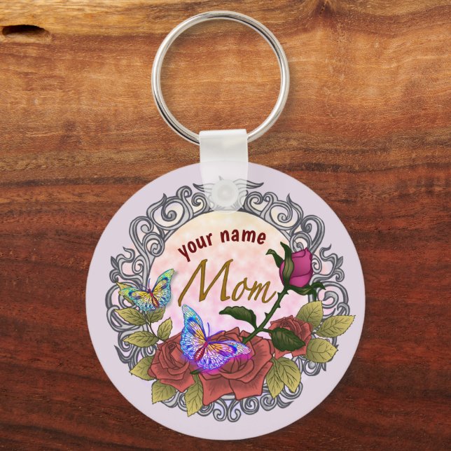 Porte-clés Rose Rosebud Maman personnalisée (Recto)