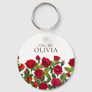 Porte-clés Rose Rouge Moderne Minimaliste Je T'Aime