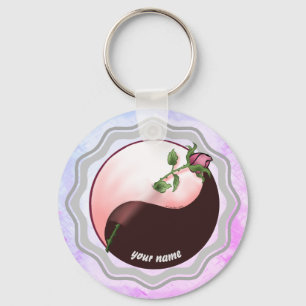 Porte-clés Rose rouge yin yang porte - clé