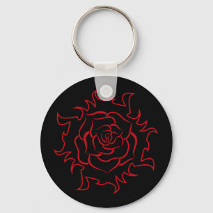 Porte-clés Rose Tribal En Porte - clé Noir Et Rouge