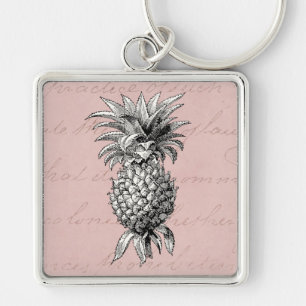 Porte-clés Rose vintage d'illustration d'ananas de 1800s