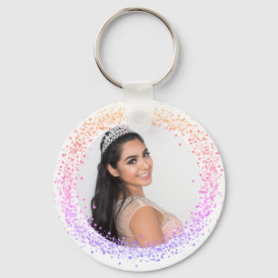 Porte-clés Rose violet blanc photo fille porte - clé