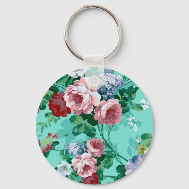 Porte-clés Roses et fleurs colorés (Recto)