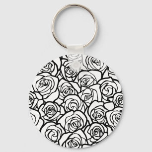 Porte-clés Roses Vintages en noir et blanc
