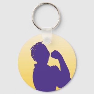 Porte-clés Rosie la silhouette du Riveter - clé or et violet