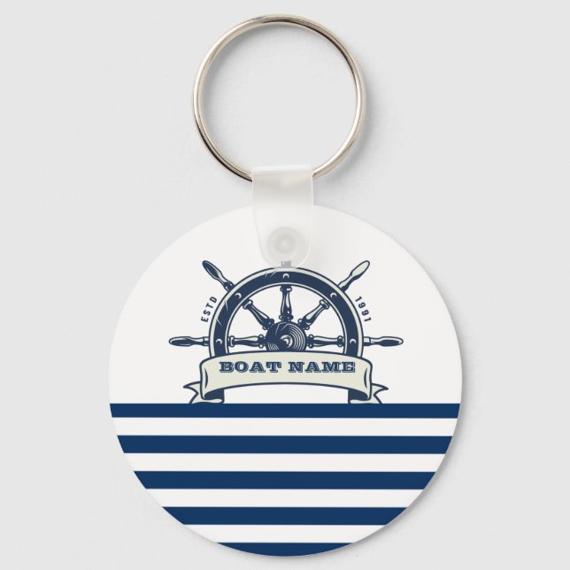 Porte-clés Roue nautique, Bleu Bleu Bleu Blancs (Recto)