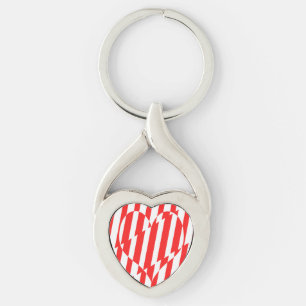 Porte-clés Rouge Abstrait n Blancs Valentine Coeur
