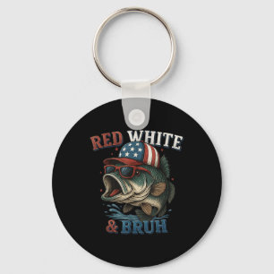 Porte-clés Rouge Blanc &amp; Bruh Amérique Poisson 4 Juillet 