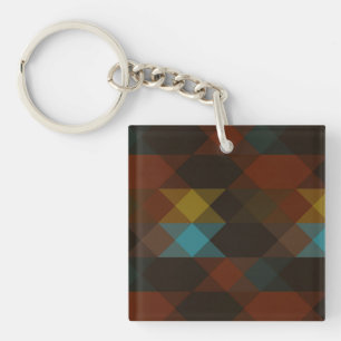 Porte-clés rouge brun olive jaune et turquoise