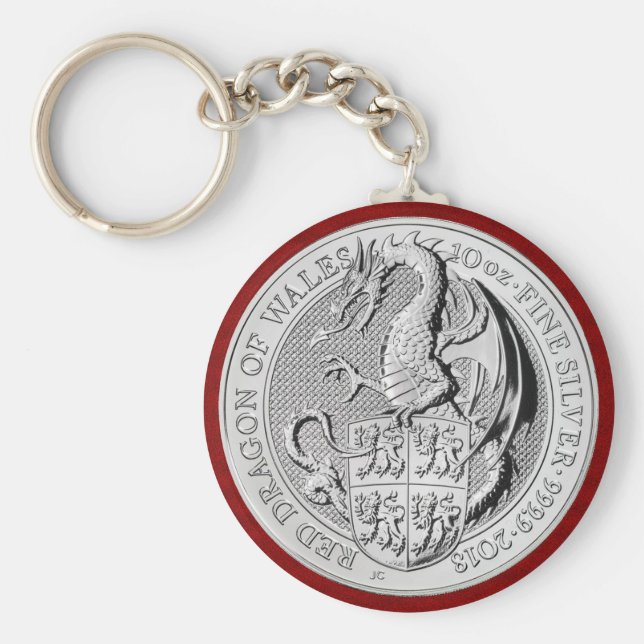 PORTE-CLÉS ROUGE DRAGON 0F WALES COIN (Devant)