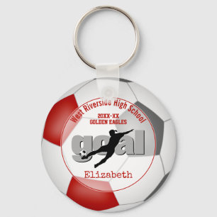 Porte-clés rouge gris filles soccer équipe esprit sport
