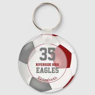 Porte-clés rouge gris simple football balle esprit d'équipe f