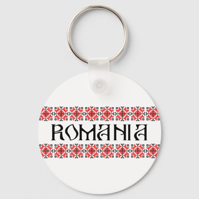 Porte-clés roumanie nom du symbole du pays texte motif folklo (Recto)