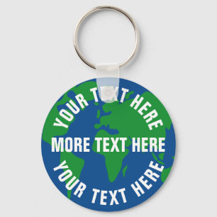 Porte-clés Round planet earth keychains with custom text
