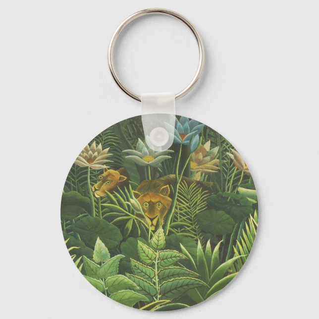 Porte-clés Rousseau Tropical Jungle Lion Peinture (Recto)