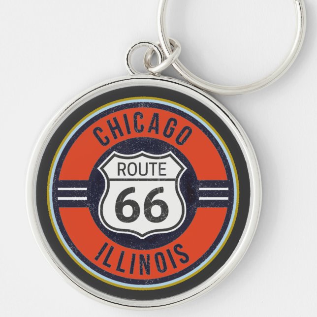 Porte-clés ROUTE 66 CHICAGO - Bague de touches de luxe (Devant)