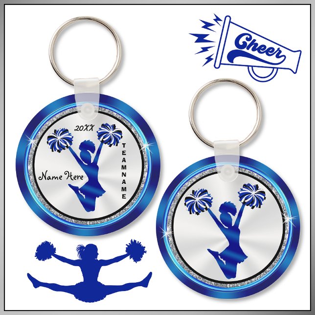 Porte-clés Royal Blue, blanc et noir Cheerleader Porte - clés (Cheerleading Party Favors, Personalized Cheer Keychains. Great for, Cheerleading Bag Tags, too.)
