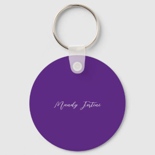 Porte-clés Royal Purple Plain Élégante Calligraphie minimalis
