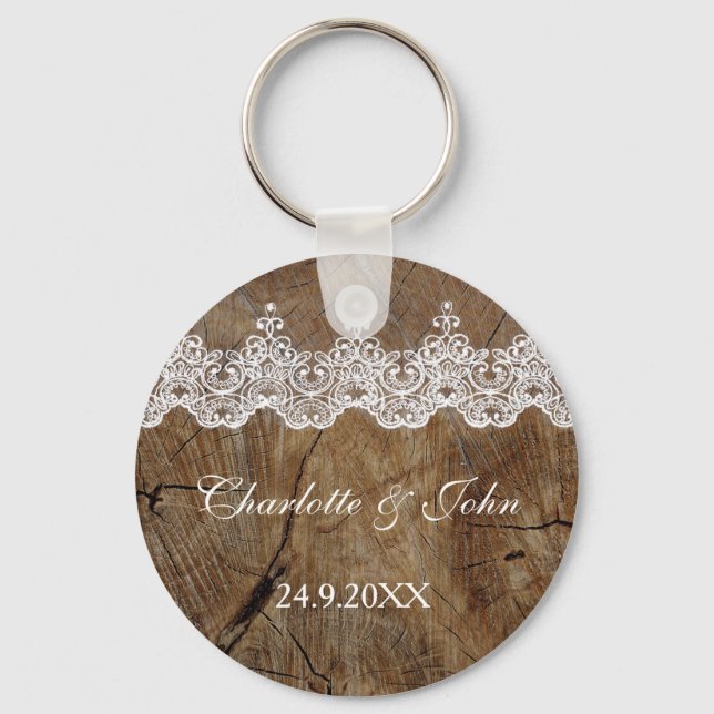 Porte-clés Royal Rustic Chic Enregistrer La Date Key Round Gi (Recto)