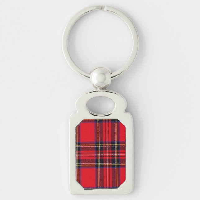 Porte-clés Royal Stewart tartan rouge noir plaid (Devant)