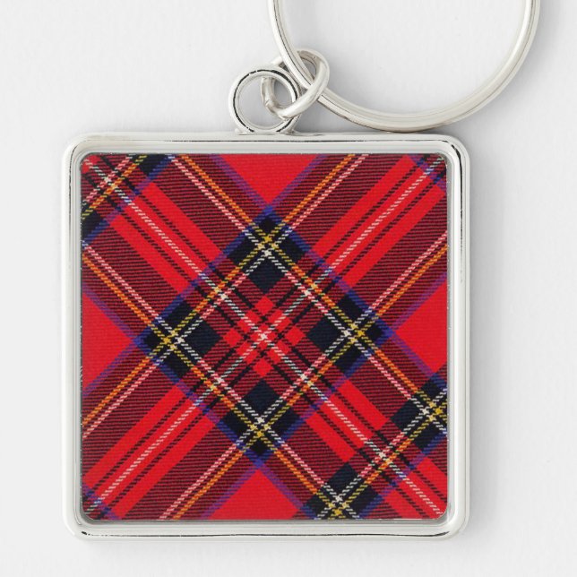 Porte-clés Royal Stewart tartan rouge noir plaid (Devant)