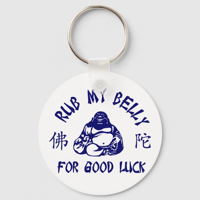 Porte-clés Rub my Bouddha Belly pour bonne chance (Recto)