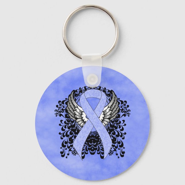 Porte-clés Ruban bleu clair avec ailes (Recto)