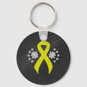 Porte-clés Ruban Chalkboard Yellow Awareness