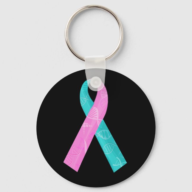 Porte-clés Ruban d'ADN de BRCA rose et Turquoise (Recto)