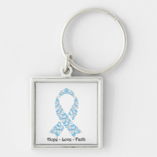Porte-clés Ruban de sensibilisation au bleu clair Hope