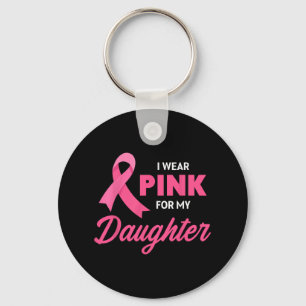 Porte-clés Ruban de soutien au cancer Je porte du rose pour m