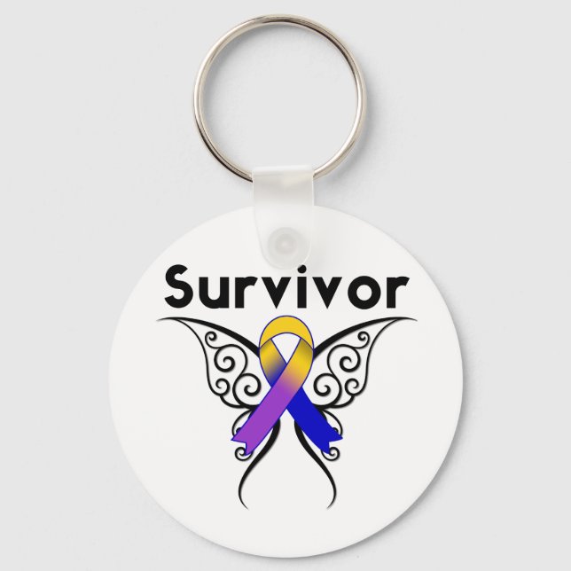 Porte-clés Ruban de tatouage papillon du cancer de la vessie (Recto)