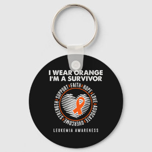 Porte-clés Ruban orange survivant leucémie cancer du sang