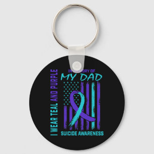 Porte-clés Ruban turquoise Violet En Mémoire De Papa Suicide 