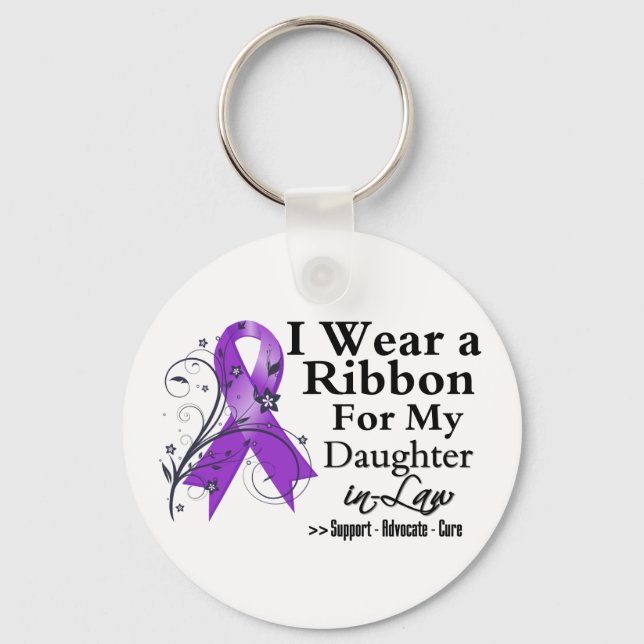 Porte-clés Ruban violet de la belle-fille - Cancer du pancréa (Recto)