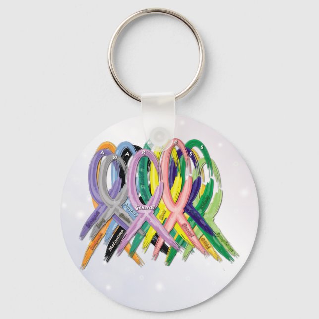 Porte-clés Rubans de sensibilisation au cancer (Recto)
