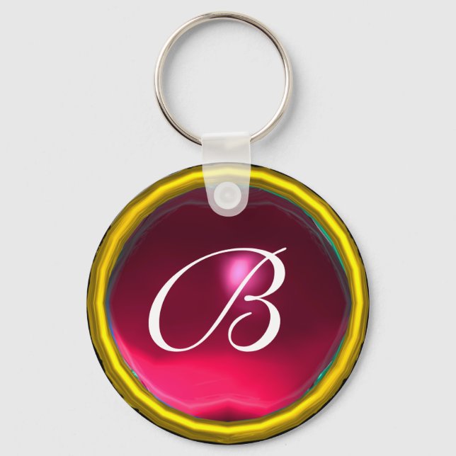 Porte-clés RUBY MONOGRAM, rouge rose jaune (Recto)
