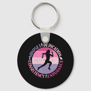 Porte-clés Running Mindset - Citation d'endurance de la fille