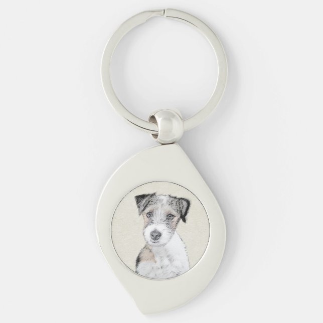 Porte-clés Russell Terrier Peinture rugueuse - Art Chien orig (Devant)