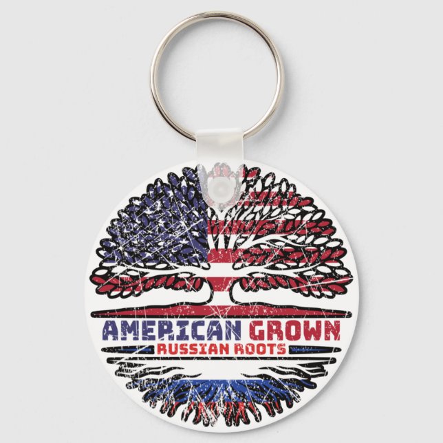 Porte-clés Russia Russian US American États-Unis Tree (Recto)