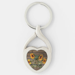 Porte-clés Rustic Barn Wood Sunflower
