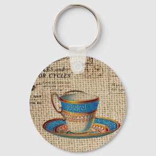Porte-clés Rustic english country tea party blue teacup