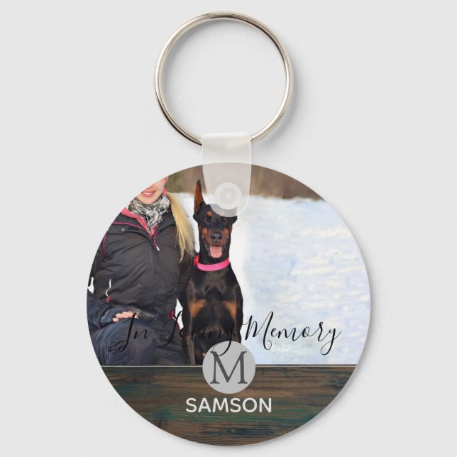 Porte-clés Rustic Pet Memorial PHOTO - En Mémoire Amoureuse (Recto)